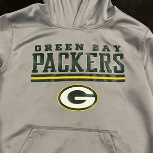 Boys NFL Team Apparel, Green Bay Packers Hoodie Sweatshirt, Medium (10-12), Gray